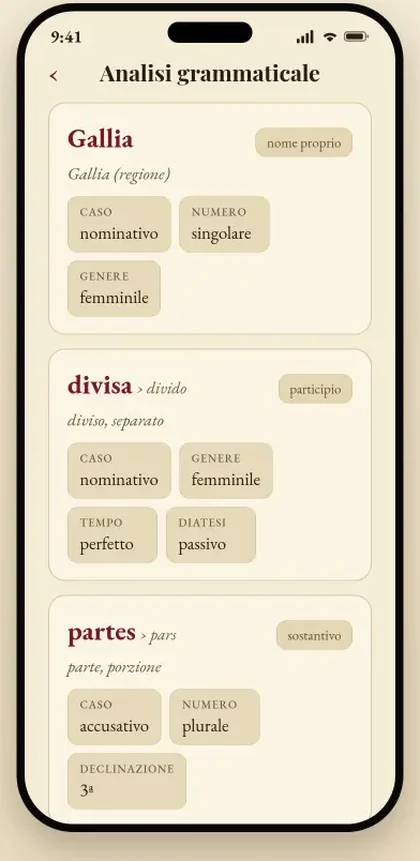 Ditionatio: l'analisi grammaticale di una parola della versione